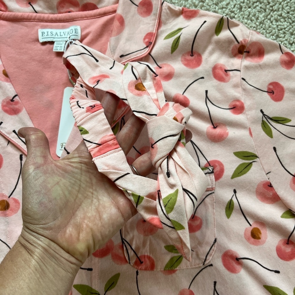 PJ SALVAGE Cherry Print PJ Set with Matching Headband NWT* Size XL - Picture 14 of 16